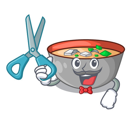 Barber japanese miso soup in cartoon bowl vector illustrationのイラスト素材