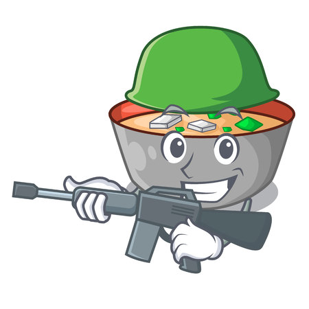 Army japanese miso soup in cartoon bowl vector illustrationのイラスト素材
