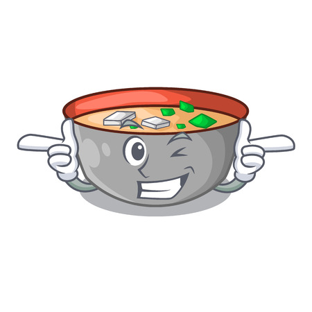 Wink asian soup cup isolated on mascot vector illustrartionのイラスト素材