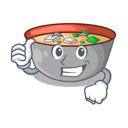 Thumbs up asian soup cup isolated on mascot vector illustrartionのイラスト素材