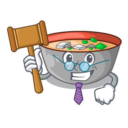Judge delicious meal of miso soup cartoon vector illustrationのイラスト素材