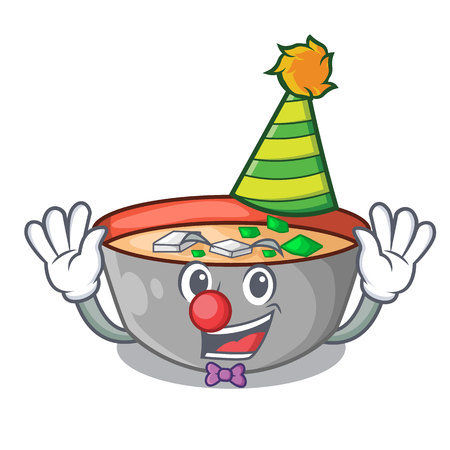 Clown delicious meal of miso soup cartoon vector illustrationのイラスト素材