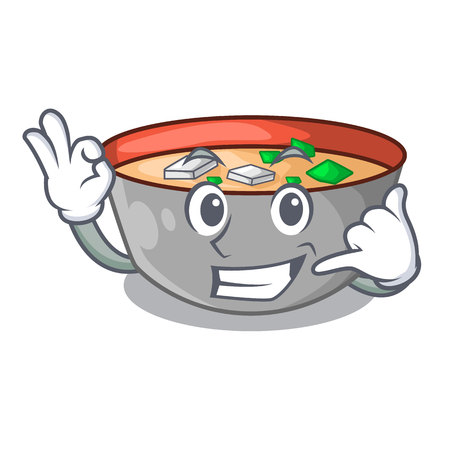Call me delicious meal of miso soup cartoon vector illustrationのイラスト素材