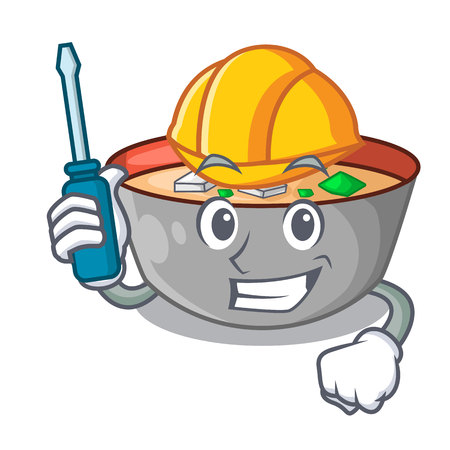 Automotive delicious meal of miso soup cartoon vector illustrationのイラスト素材
