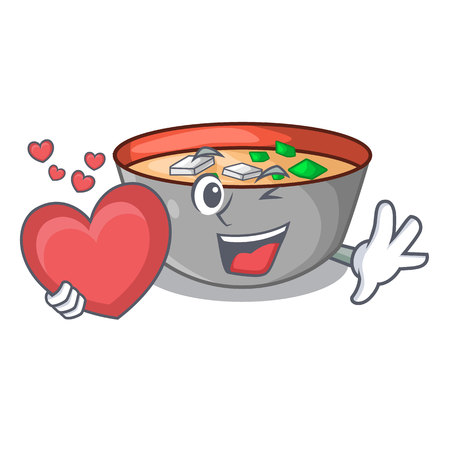 With heart miso soup bowl on table character vector illustrationのイラスト素材