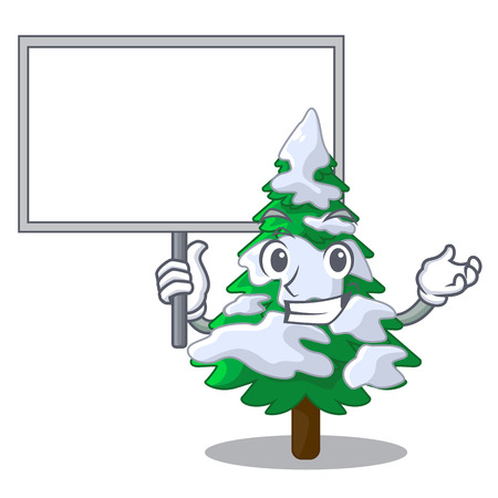 Bring board firs with snow of beautiful cartoon vector illustrationのイラスト素材