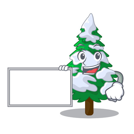 With board firs with snow of beautiful cartoon vector illustrationのイラスト素材