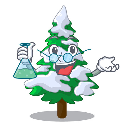 Professor firs with snow on character tree vector illustrationのイラスト素材