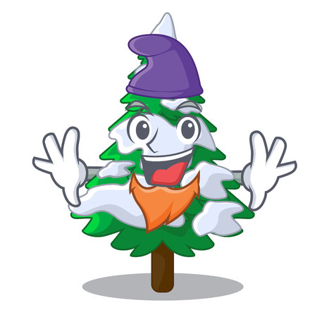 Elf firs with snow of beautiful cartoon vector illustrationのイラスト素材