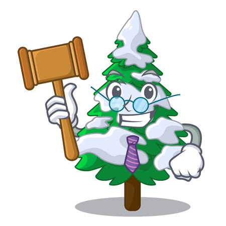 Judge fir with snow christmas tree cartoon vector illustrationのイラスト素材