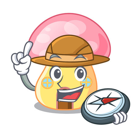 Explorer mushroom house in a shape character vector illustratonのイラスト素材