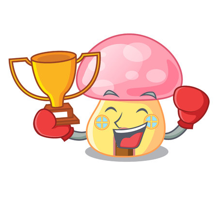 Boxing winner realistic fir tree in snow cartoon vector illustrationのイラスト素材