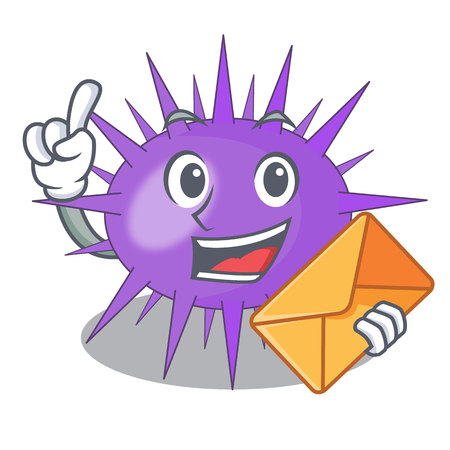 With envelope Sea urchin commonly called in cartoon vector illustrationのイラスト素材