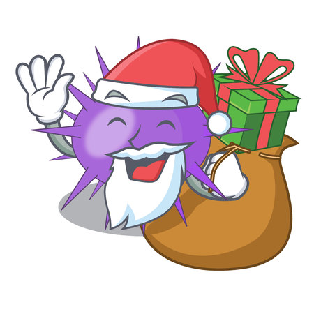 Santa with gift sea urchin isolated on a character vector illustrationのイラスト素材