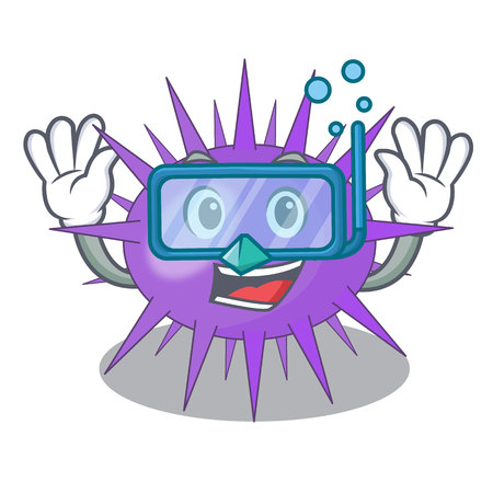 Diving Sea urchin commonly called in cartoon vector illustrationのイラスト素材