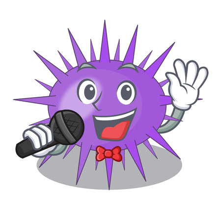 Singing underwater scenery on mascot sea urchin vector illustrationのイラスト素材