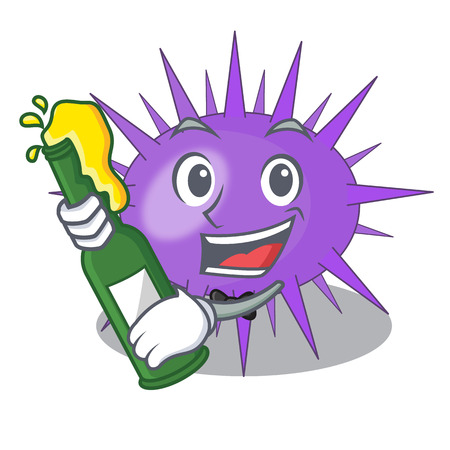 With beer sea urchin isolated on a character vector illustrationのイラスト素材
