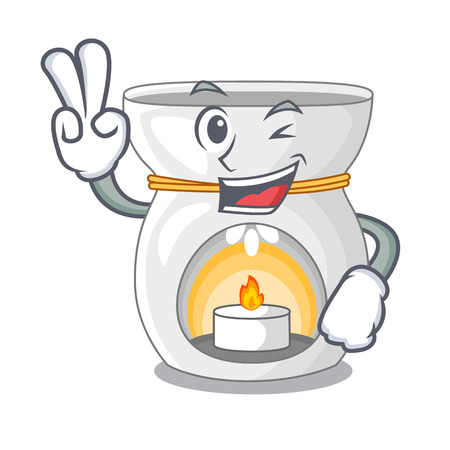 Two finger therapy aroma lamp and candle character vector illustrationのイラスト素材