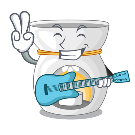 With guitar aroma lamp with burning candle mascot vector illustrationのイラスト素材
