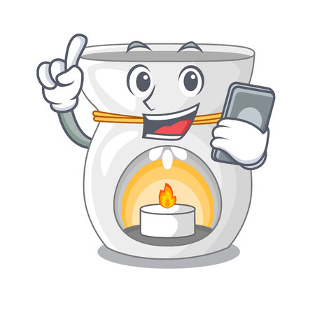 With phone aroma lamp in a cartoon versions vector illustrationのイラスト素材