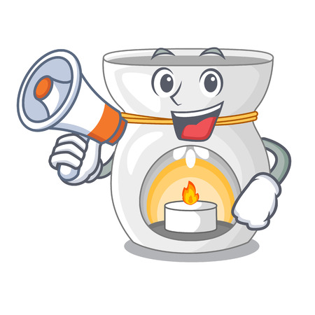 With megaphone aroma lamp in a cartoon versions vector illustrationのイラスト素材