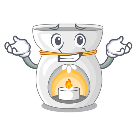 Grinning therapy aroma lamp and candle character vector illustrationのイラスト素材