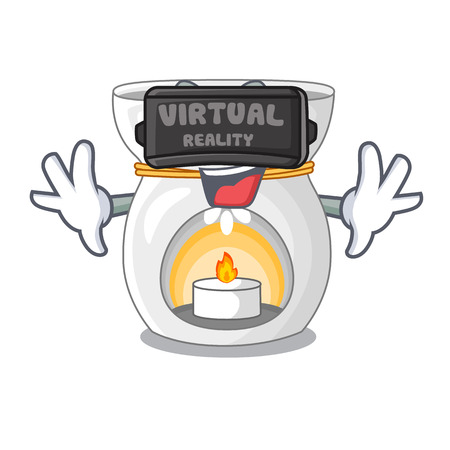 Virtual reality aroma lamp with burning candle mascot vector illustrationのイラスト素材