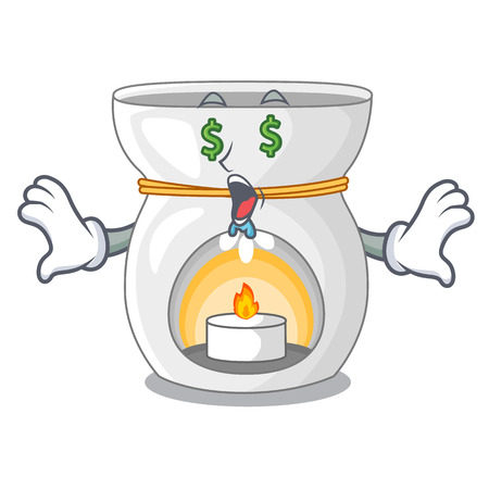 Money eye aroma therapy lamp with flower cartoon vector illustrationのイラスト素材