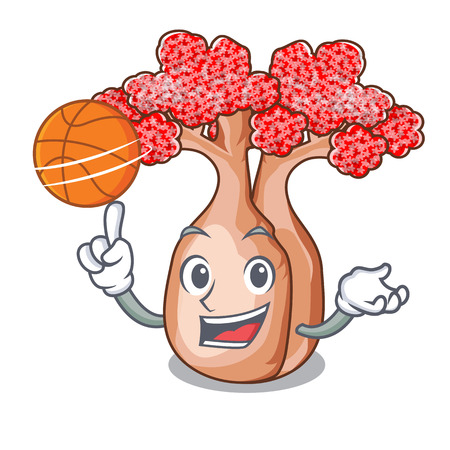 With basketball bottle tree in rose shape cartoon vecto illustrationのイラスト素材