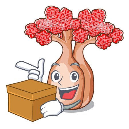 With box hand bottle tree in rope character vector illustrationのイラスト素材