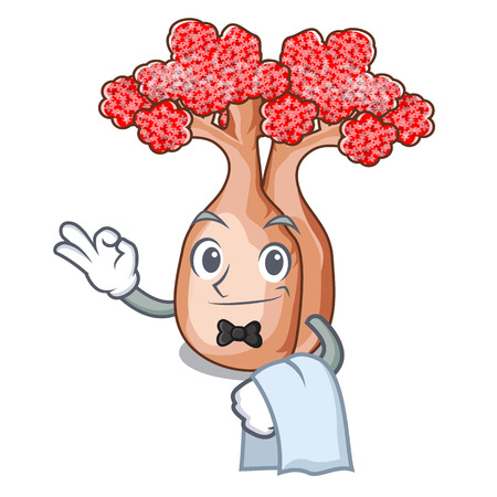 Waiter plateau on of mascot bottle trees vector illustrtionのイラスト素材