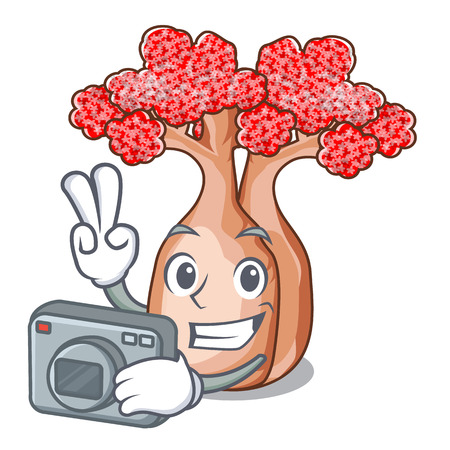 Photographer plateau on of mascot bottle trees vector illustrtionのイラスト素材