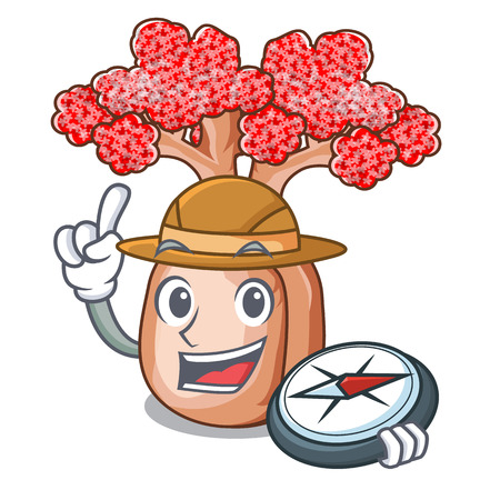 Explorer plateau on of mascot bottle trees vector illustrtionのイラスト素材