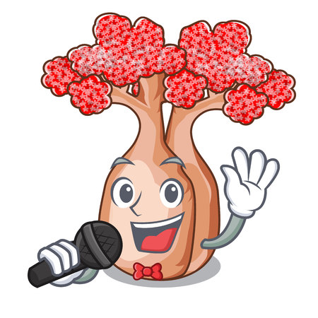 Singing plateau on of mascot bottle trees vector illustrtionのイラスト素材
