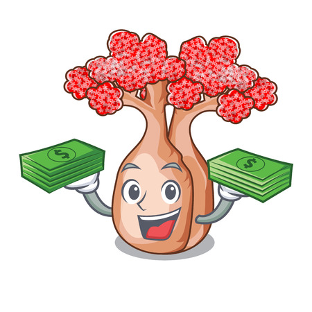 With money plateau on of mascot bottle trees vector illustrtionのイラスト素材