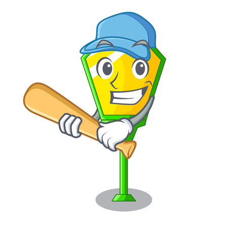 Playing baseball lamps post collection in a cartoon vector illustrationのイラスト素材