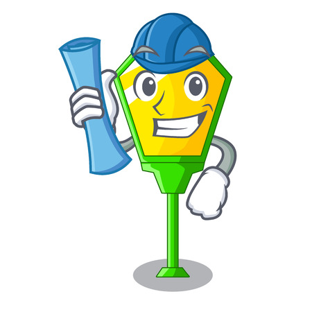Architect lamp post in isolated on mascot vector illustrationのイラスト素材