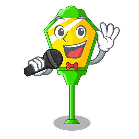 Singing street lamp post in shape cartoon vector illustrationのイラスト素材