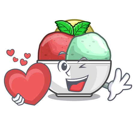 With heart scoops of sorbet in isolated mascot vector illustrationのイラスト素材