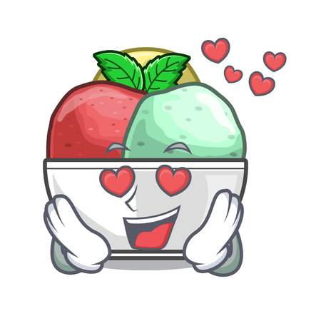 In love scoops of sorbet in isolated mascot vector illustrationのイラスト素材