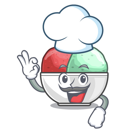 Chef sorbet with mint bowl on character vectir illustrationのイラスト素材