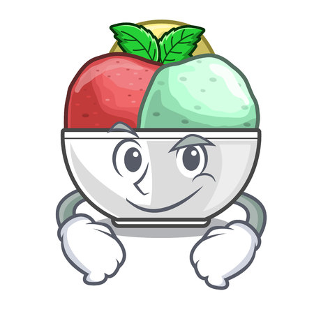 Smirking sorbet with mint bowl on character vectir illustrationのイラスト素材