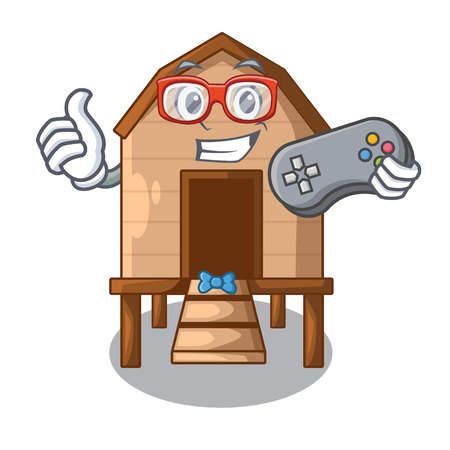Gamer chicken in a on charater coop vector illustrationのイラスト素材