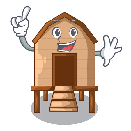 Finger chicken in a wooden cartoon coop vector illustrationのイラスト素材