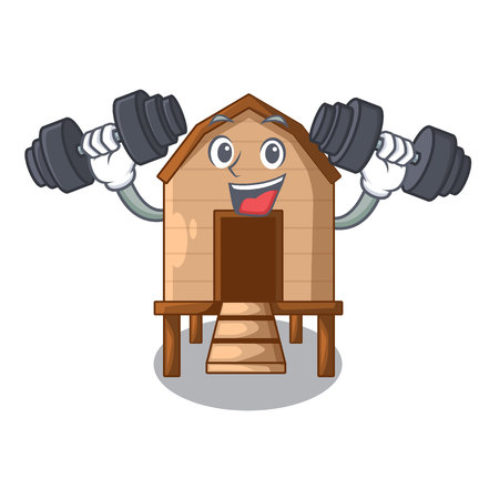 Fitness cartoon chicken the in coop shape vector illustrationのイラスト素材