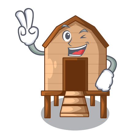 Two finger chiken coop isolated on a mascot vector illustrationのイラスト素材