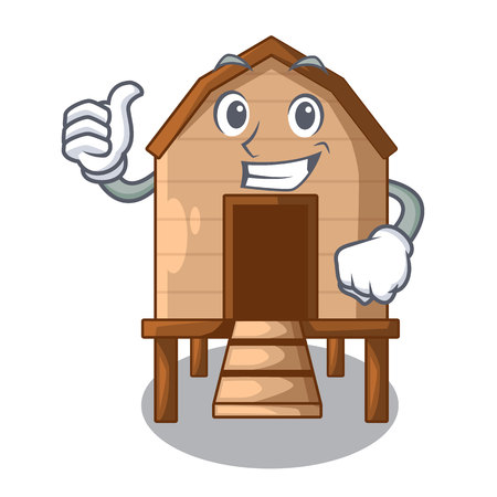Thumbs up chiken coop isolated on a mascot vector illustrationのイラスト素材