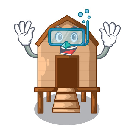 Diving chiken coop isolated on a mascot vector illustrationのイラスト素材