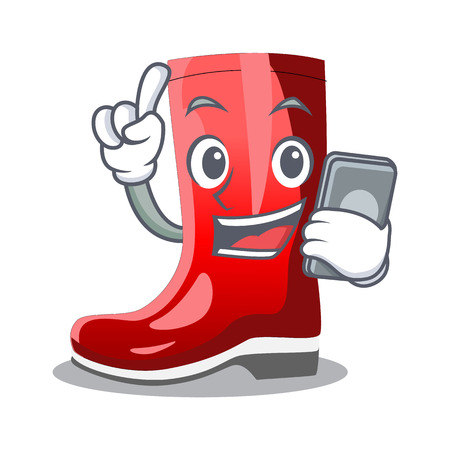 With phone rubber boots in a agricultural cartoon vector illustrationのイラスト素材