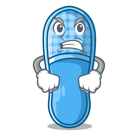Angry slippers on wooden floor home character vector illuastrationのイラスト素材